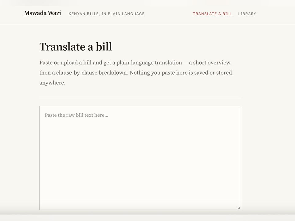 Mswada Wazi: Making Kenyan Law Readable for Everyone